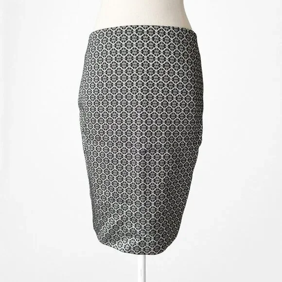 Vintage Y2K Gray Gold Black Bodycon Pencil Knee Length Skirt Size 6P/M - Picture 3 of 5
